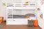 Stapelbed voor volwassenen "Easy Premium Line" K18/h incl. onderschuifbed /extra ligplaats en 2 afdekplaten, hoofdbord met gaten, massief wit beuken - ligvlak: 90 x 200 cm, deelbaar