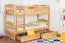Stapelbed "Easy Premium Line" K21/n incl. 2 laden en 2 afdekpanelen, afgerond hoofdbord en voeteneind, massief beukenhout transparant gelakt - 90 x 200 cm (b x l), deelbaar