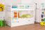 Stapelbed / Bunk bed "Easy Premium Line" K19/h incl. liggedeelte en 2 afdekplaten, hoofdbord en voeteneind met gaten, massief beuken wit - 90 x 200 cm (b x l), deelbaar