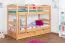 Stapelbed "Easy Premium Line" K21/n incl. 2 laden en 2 afdekpanelen, afgerond hoofdbord en voeteneind, massief beukenhout transparant gelakt - 90 x 200 cm (b x l), deelbaar