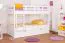 Stapelbed / Bunk bed "Easy Premium Line" K19/h incl. liggedeelte en 2 afdekplaten, hoofdbord en voeteneind met gaten, massief beuken wit - 90 x 200 cm (b x l), deelbaar
