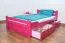Jugendbett "Easy Premium Line" K4 inkl. 2 Schubladen und 1 Abdeckblende, 120 x 200 cm Buche Vollholz massiv Rosa