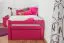 Kinderbett / Jugendbett "Easy Premium Line" K1/2h inkl. 2. Liegeplatz und 2 Abdeckblenden, 90 x 200 cm Buche Vollholz massiv rosa lackiert