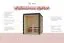Buiten sauna / saunahuis Bugnara 03 / Noordse spar / 38 mm wand dikte / Metalen frame: Grijs / 276 x 276 x 232 cm / 9 kW kachel met bedieningseenheid / 3 espen banken