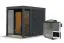 Buiten sauna / saunahuis Bugnara 01 / antraciet / 38 mm wand dikte / 191 x 276 x 232 cm / incl. 9 kW biokachel met bedieningseenheid / incl. lamellenwanden als privacyscherm