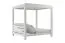 Wit London loungebed met zonneluifel, lichtgrijze stof, 2050 x 1800 x 2000 mm, 180 mm dikke bekleding met waterdichte TPU-coating, buiten