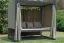 Gartenloungebett Paris mit Dach, Farbe: anthrazit, Stoff: taupe, 2360 x 1800 x 2100, Rahmen aus Stahl, Rücklehne, Armlehne und Sitzfläche aus Rattan