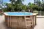 Sunnydream 07 houten zwembad, ovaal, 8,40 x 4,90 meter, inclusief premium filtersysteem, filtermedium, zwembadtrap, zwembadfolie, vloer- en wandvlies, roestvrijstalen hoekverbindingen
