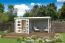 Tuinhuis met overkapping G280 Lichtgrijs - 28 mm blokhut profielplanken, grondoppervlakte: 10,47 m², plat dak