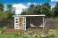 Tuinhuis met overkapping G280 Carbon grijs - 28 mm blokhut profielplanken, grondoppervlakte: 10,47 m², plat dak