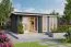 Chalet / tuinhuis G169 Carbon grijs incl. vloer en terras - 44 mm blokhut, grondoppervlakte: 19,20 m², zadeldak