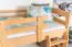 Stapelbed 90 x 200 cm voor volwassenen "Easy Premium Line" K17/n incl. onderschuifbed /extra ligplaats en 2 afdekplaten, massief beuken transparant gelakt, deelbaar