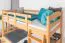 Stapelbed 90 x 200 cm voor volwassenen "Easy Premium Line" K17/n incl. onderschuifbed /extra ligplaats en 2 afdekplaten, massief beuken transparant gelakt, deelbaar