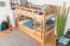 Stapelbed 90 x 200 cm "Easy Premium Line" K17/n incl. onderschuifbed /extra ligplaats en 2 afdekplaten, massief beukenhout transparant gelakt, deelbaar