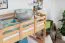 Stapelbed voor volwassenen "Easy Premium Line" K18/n, hoofdeinde met gaten, massief beukenhout transparant gelakt - 90 x 190 cm, (L x B) deelbaar