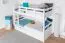 Stapelbed "Economic Line" K20/h incl. onderschuif bed en 2 afdekplaten, recht hoofd- en voeteneind, massief beukenhout wit, matrasbodems 90 x 200 cm, deelbaar