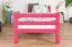 Hochbett 90 x 200 cm für Erwachsene, "Easy Premium Line" K22/n, Buche Massivholz rosa lackiert, teilbar
