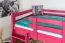 Hochbett 90 x 190 cm, "Easy Premium Line" K22/n, Buche Massivholz rosa lackiert, teilbar