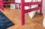 Hoogslaper 90 x 200 cm, "Easy Premium Line" K22/n, massief beuken roze gelakt, deelbaar
