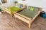 Stapelbed 140 x 200 cm voor volwassenen "Easy Premium Line" K24/n, hoofdbord en voeteneind recht, massief beuken transparant gelakt, deelbaar