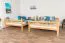 Stockbett 160 x 200 cm für Erwachsene "Easy Premium Line" K24/n, Kopf- und Fußteil gerade, Buche Massivholz Natur lackiert, teilbar