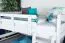 Stapelbed 160 x 200 cm voor volwassenen "Easy Premium Line" K24/n, hoofdbord en voeteneind recht, massief beukenhout wit gelakt, deelbaar