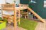 Großes Hochbett mit Rutsche 140 x 200 cm, Buche Massivholz Natur lackiert, umbaubar in ein Einzelbett, "Easy Premium Line" K31/n