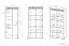 Vitrine kast Ullerslev 04, kleur: wit grenen - afmetingen: 200 x 92 x 40 cm (H x B x D), met 3 deuren en 10 vakken