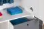Tienerkamer - Draaideurkast / Kledingkast Syrina 05, kleur: wit / grijs / eiken - Afmetingen: 202 x 153 x 55 cm (H x B x D)
