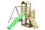 Spielturm 21A inkl. Wellenrutsche, Kletterwand, Sandkasten und Doppelschaukel-Anbau mit 1 Nestschaukel und 1 roten Schaukelsitz - Abmessungen: 405 x 360 cm (B x T)