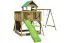Spielturm S1A inkl. Wellenrutsche, Doppelschaukel-Anbau, Balkon, Sandkasten und Rampe - Abmessungen: 400 x 450 cm (B x T)