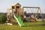 Speeltoren S4A incl. golfglijbaan, dubbele schommel aanbouw, balkon, zandbak, klimwand en houten ladder - Afmetingen: 450 x 330 cm (B x D)