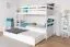 Stapelbed "Economic Line" K20/h incl. onderschuif bed en 2 afdekplaten, recht hoofd- en voeteneind, massief beukenhout wit, matrasbodems 90 x 200 cm, deelbaar