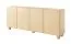 Kommode | 4 Türen | Farbe: Eiche Vicenza | 8 Fächer | Push-to-open Funktion | 200 x 38 x 80 cm | Sideboard | ABS-Kanten | Holzbeine | weiche Linien