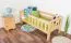 Kinderbett mit Absturzsicherung Kiefer Vollholz massiv natur A17, inkl. Lattenrost - Abmessung 70 x 160 cm 