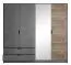 Draaideurkast / kledingkast Bassatine 06 , kleur: rustiek eiken / grijs / zwart - afmetingen: 204 x 220 x 56 cm (H x B x D)