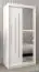 Schuifdeurkast / kleerkast met spiegel Tomlis 01B, kleur: mat wit - Afmetingen: 200 x 100 x 62 cm (H x B x D)