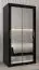 Schuifdeurkast / kledingkast Bisaurin 1D met spiegel, kleur: Zwart - Afmetingen: 200 x 100 x 62 cm ( H x B x D)