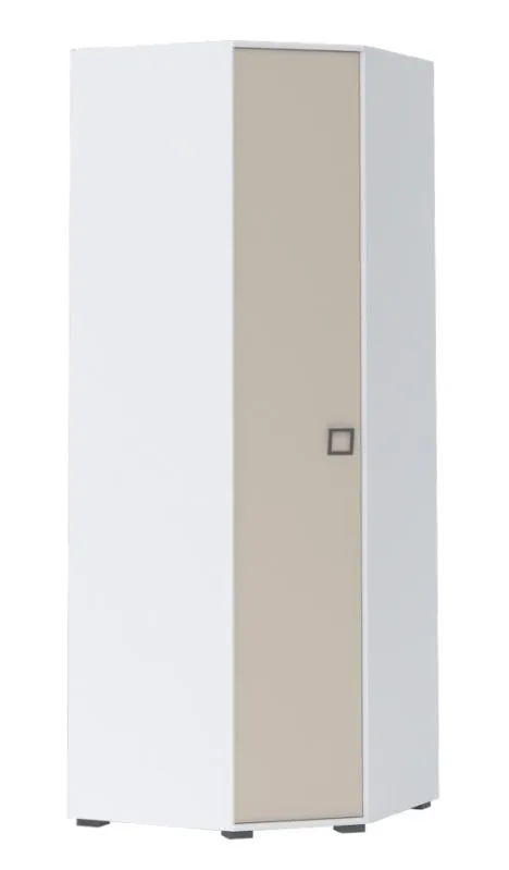 Drehtürenschrank / Eckkleiderschrank 20, Farbe: Weiß / Creme - Abmessungen: 236 x 86 x 86 cm (H x B x T)