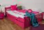 Eenpersoonsbed / speciaal bed "Easy Premium Line" K4, incl. 2 laden en 1 afdekplaat, 140 x 200 cm massief beukenhout kleur: roze gelakt