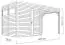 Element-Gartenhaus mit Flachdach inkl. überdachtem Anbau, Fußboden und Dachpappe, Naturbelassen - 19 mm, Nutzfläche: 5,10 m²