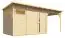 Prefab panelen tuinhuis met plat dak incl. overdekte aanbouw, vloer en dakleer vilt, onbehandeld - 19 mm, bruikbare oppervlakte: 7,70 m².