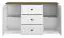 Dressoir / sideboard kast Oulainen 06, kleur: wit / eiken - afmetingen: 86 x 150 x 40 cm (h x b x d), met 2 deuren, 3 laden en 4 vakken