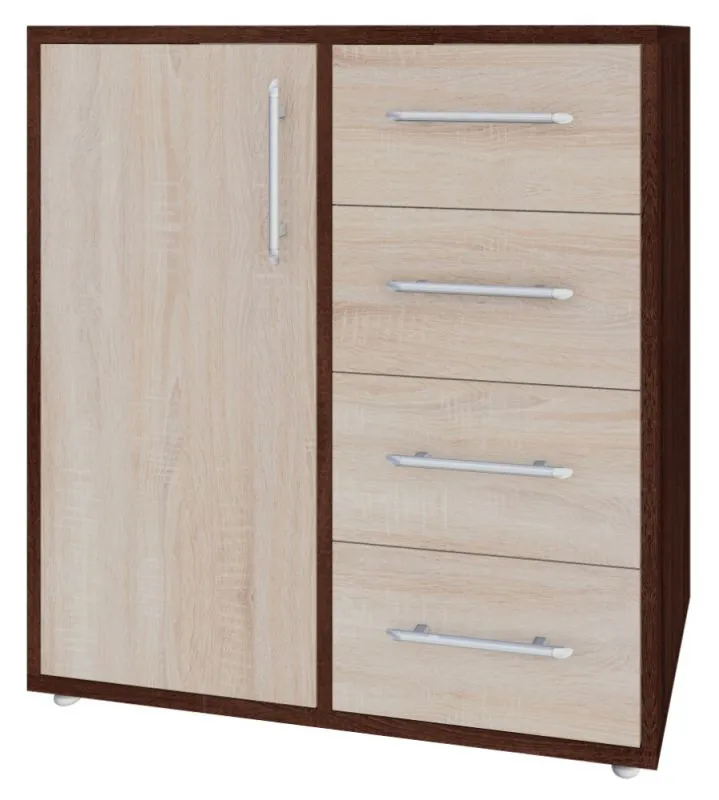 Ladekast / Highboard kast Curug 09, kleur: walnoot / iep - afmetingen: 96 x 90 x 44 cm (H x B x D)