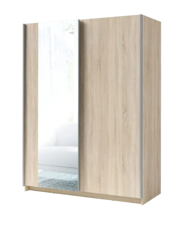 Schuifdeurkast / kledingkast Trikala 08, kleur: eiken - Afmetingen: 198 x 150 x 60 cm (H x B x D)