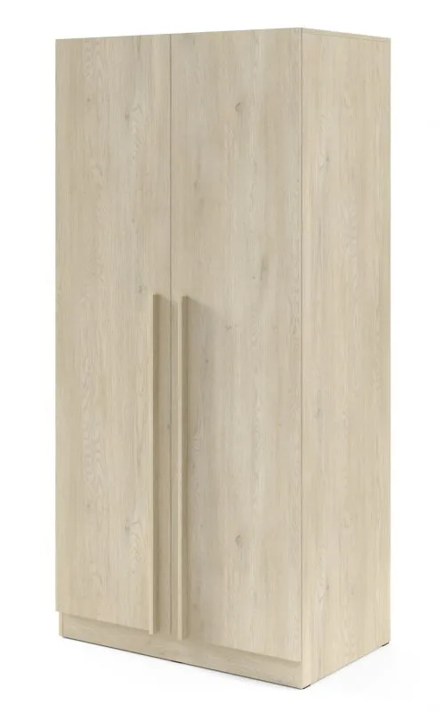 Kledingkast | 2 deuren | ABS-randen | 1 kledingstang | 7 vakken | 100 x 61 x 210 cm | Edegem 03 | Kleur: eiken Cremona | Draaideurkast