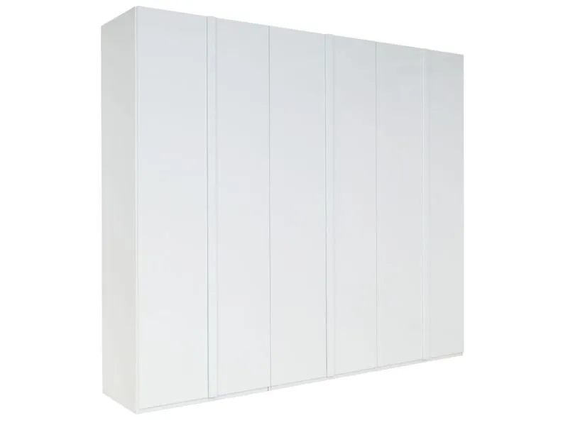 Draaideurkast / kledingkast Thiva 03, kleur: wit / wit hoogglans - Afmetingen: 237 x 270 x 59 cm (H x B x D)