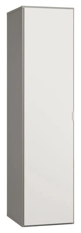 Draaideurkast / kledingkast Bellaco 16, kleur: grijs / wit - Afmetingen: 187 x 47 x 57 cm (H x B x D)