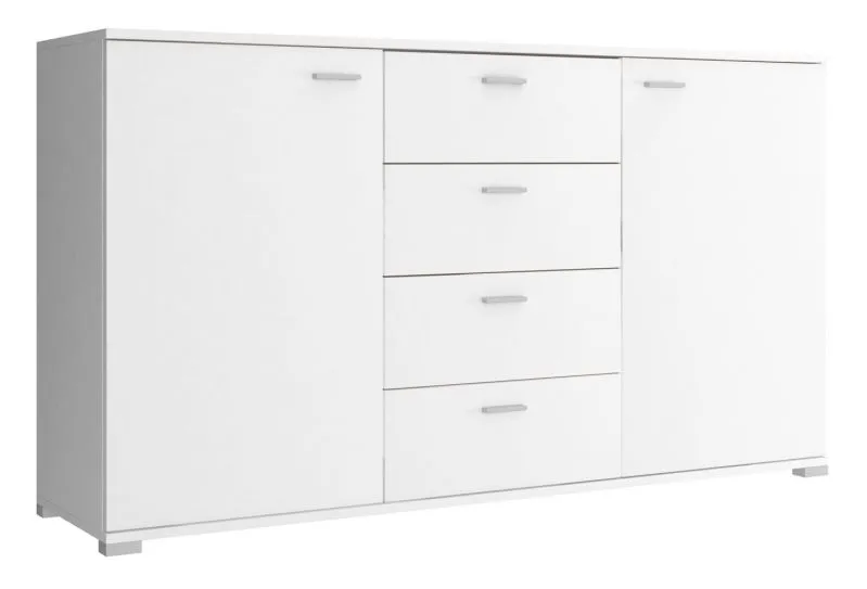 Ladekast /dressoir /sideboard kast met strak design Lowestoft 01, kleur: Wit - afmetingen: 85 x 150 x 40 cm (H x B x D)
