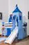kinderbed hoogslaper Andi massief beukenhout met glijbaan en toren wit geschilderd incl. rol lattenbodem - 90 x 200 cm